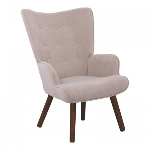 Alio Πολυθρόνα Μπερζέρα Σαλονιού Καθιστικού Καρυδί Ύφασμα Velure Ανοιχτό Καφέ K D c532088