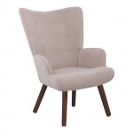 Alio Πολυθρόνα Μπερζέρα Σαλονιού Καθιστικού Καρυδί Ύφασμα Velure Ανοιχτό Καφέ K D c532088