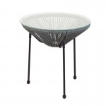 Roqueta Τραπεζάκι Μέταλλο Βαφή Μαύρο Rattan Γκρι c532122