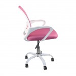 Πολυθρόνα Γραφείου χωρίς Ανάκλιση Άσπρο Mesh Ροζ c532130
