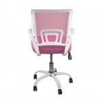 Πολυθρόνα Γραφείου χωρίς Ανάκλιση Άσπρο Mesh Ροζ c532130