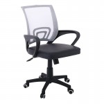 Πολυθρόνα Γραφείου με Ανάκλιση Mesh Γκρι Μαύρο Pu c532150