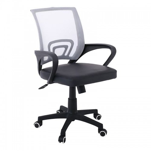 Πολυθρόνα Γραφείου με Ανάκλιση Mesh Γκρι Μαύρο Pu c532150