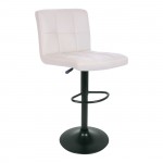 Line Σκαμπό BAR με Πλάτη Μέταλλο Βαφή Μαύρο PU Άσπρο Ρύθμιση Ύψους Περιστρεφόμενο c532161