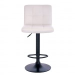 Line Σκαμπό BAR με Πλάτη Μέταλλο Βαφή Μαύρο PU Άσπρο Ρύθμιση Ύψους Περιστρεφόμενο c532161