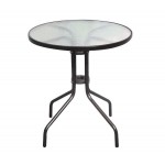 Balo Τραπέζι Κήπου Βεράντας Μέταλλο Βαφή Καφέ Γυαλί Tempered c532164