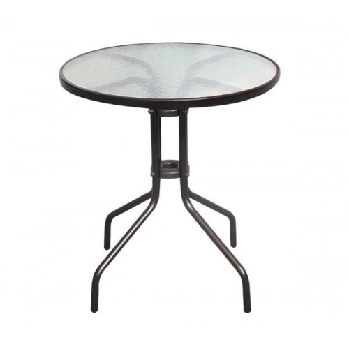 Balo Τραπέζι Κήπου Βεράντας Μέταλλο Βαφή Καφέ Γυαλί Tempered c532164