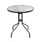 Balo Τραπέζι Κήπου Βεράντας Μέταλλο Βαφή Καφέ Γυαλί Tempered c532164