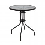 Balo Τραπέζι Κήπου Βεράντας Μέταλλο Βαφή Μαύρο Γυαλί Tempered c532165