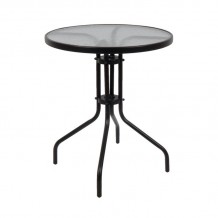 Balo Τραπέζι Κήπου Βεράντας Μέταλλο Βαφή Μαύρο Γυαλί Tempered c532165