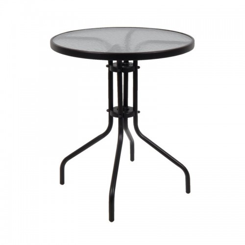 Balo Τραπέζι Κήπου Βεράντας Μέταλλο Βαφή Μαύρο Γυαλί Tempered c532165