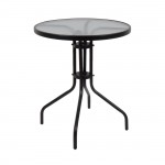 Balo Τραπέζι Κήπου Βεράντας Μέταλλο Βαφή Μαύρο Γυαλί Tempered c532165