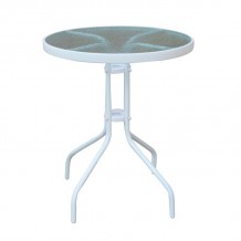 Balo Τραπέζι Κήπου Βεράντας Μέταλλο Βαφή Άσπρο Γυαλί Tempered c532166