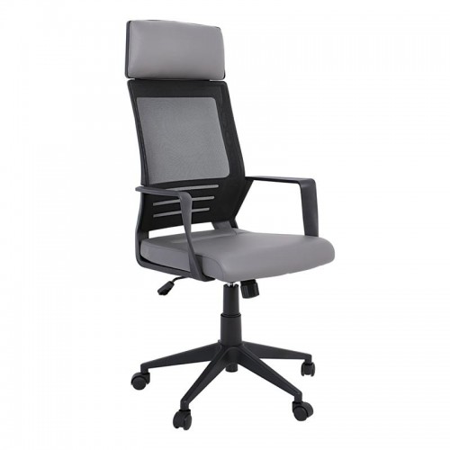 Πολυθρόνα Γραφείου Διευθυντή Mesh Μαύρο Pu Γκρι c532184