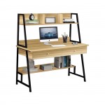 Γραφείο Η Υ 2 Συρτάρια 2 Ράφια Μέταλλο Βαφή Μαύρο MDF Melamine Απόχρωση Sonoma c532198