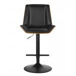 New Σκαμπό BAR με Πλάτη Βάση Μαύρο Καρυδί ΡU Μαύρο Ρύθμιση Ύψους Περιστρεφόμενο c532246