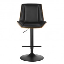 New Σκαμπό BAR με Πλάτη Βάση Μαύρο Καρυδί ΡU Μαύρο Ρύθμιση Ύψους Περιστρεφόμενο c532246