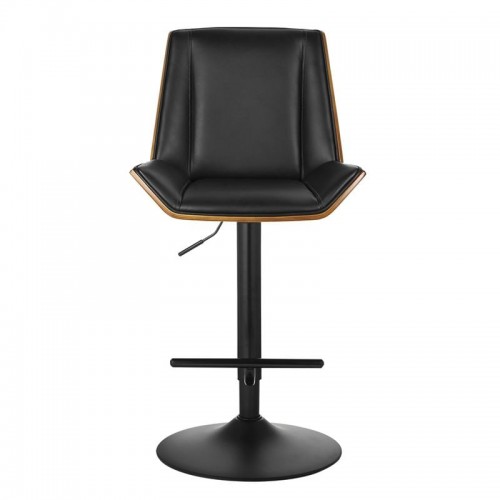New Σκαμπό BAR με Πλάτη Βάση Μαύρο Καρυδί ΡU Μαύρο Ρύθμιση Ύψους Περιστρεφόμενο c532246