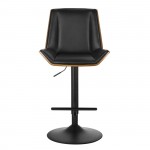 New Σκαμπό BAR με Πλάτη Βάση Μαύρο Καρυδί ΡU Μαύρο Ρύθμιση Ύψους Περιστρεφόμενο c532246