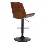 New Σκαμπό BAR με Πλάτη Βάση Μαύρο Καρυδί ΡU Μαύρο Ρύθμιση Ύψους Περιστρεφόμενο c532246
