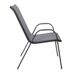 Reno Πολυθρόνα Στοιβαζόμενη Κήπου Μέταλλο Βαφή Ανθρακί Textilene Γκρι 4 20kg c532272