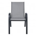 Reno Πολυθρόνα Στοιβαζόμενη Κήπου Μέταλλο Βαφή Ανθρακί Textilene Γκρι 4 20kg c532272