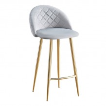 Abba Σκαμπό BAR με Πλάτη Βάση Χρώμιο Χρυσό Ύφασμα Velure Απόχρωση Γκρι set 2 τεμ c532288