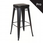 Intra Σκαμπό Bar Pro Στοιβαζόμενο Μέταλλο Βαφή Μαύρο Matte Pu Μαύρο c532307