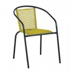 Fine Rattan Πολυθρόνα Κήπου Βεράντας Μέταλλο Βαφή Μαύρο Κορδόνι PE Κίτρινο c532312