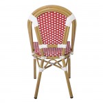 Lute Καρέκλα Bistro Αλουμίνιο Φυσικό Wicker Άσπρο Κόκκινο Στοιβαζόμενη c532314