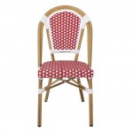 Lute Καρέκλα Bistro Αλουμίνιο Φυσικό Wicker Άσπρο Κόκκινο Στοιβαζόμενη c532314