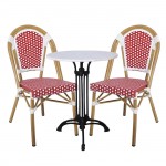 Lute Καρέκλα Bistro Αλουμίνιο Φυσικό Wicker Άσπρο Κόκκινο Στοιβαζόμενη c532314