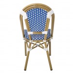 Lute Καρέκλα Bistro Αλουμίνιο Φυσικό Wicker Άσπρο Μπλε Στοιβαζόμενη c532315
