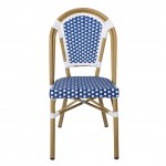 Lute Καρέκλα Bistro Αλουμίνιο Φυσικό Wicker Άσπρο Μπλε Στοιβαζόμενη c532315