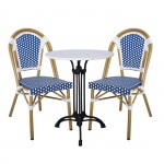 Lute Καρέκλα Bistro Αλουμίνιο Φυσικό Wicker Άσπρο Μπλε Στοιβαζόμενη c532315