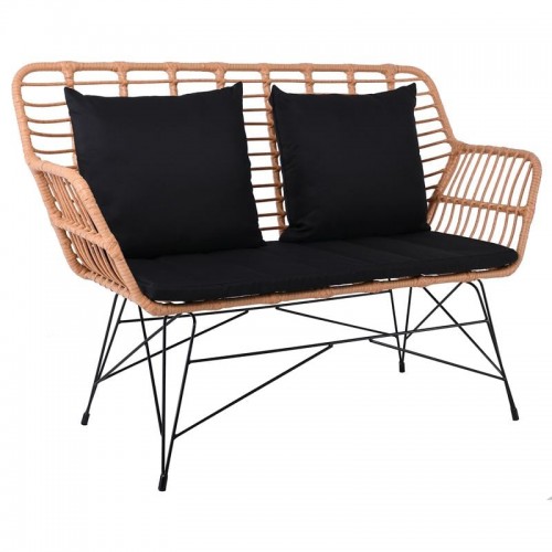 SASA MAX Living Καναπές Κήπου 2Θέσιος Μέταλλο Βαφή Μαύρο Wicker Φυσικό Μαξιλάρια Μαύρο c532361