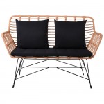 SASA MAX Living Καναπές Κήπου 2Θέσιος Μέταλλο Βαφή Μαύρο Wicker Φυσικό Μαξιλάρια Μαύρο c532361