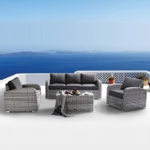Belo Living Set Σαλόνι Κήπου ALU 3Θέσ 2 Πολυθρόνες Τραπέζι Wicker GreyWhite Μαξ Γκρι Σκ c532362