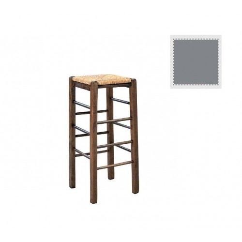 Tavern Σκαμπό BAR Οξιά Βαφή Εμποτισμός Λάκα Γκρι Κάθισμα Ψάθα c532371