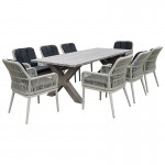Vicolo Set Τραπεζαρία Κήπου ALU Rope Grey Μαξιλ Ανθρακί Τραπέζι 220x94 8 Πολυθρόνες c532380