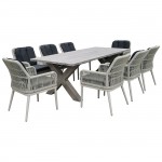 Vicolo Set Τραπεζαρία Κήπου ALU Rope Grey Μαξιλ Ανθρακί Τραπέζι 220x94 8 Πολυθρόνες c532380
