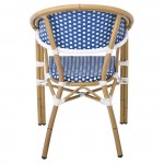 Lute Πολυθρόνα Bistro Αλουμίνιο Φυσικό Wicker Άσπρο Μπλε Στοιβαζόμενη c532387