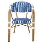 Lute Πολυθρόνα Bistro Αλουμίνιο Φυσικό Wicker Άσπρο Μπλε Στοιβαζόμενη c532387