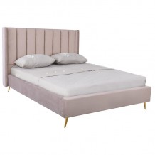 Pisa Κρεβάτι Διπλό για Στρώμα 160x200cm Ύφασμα Velure Απόχρωση Cappuccino c532388