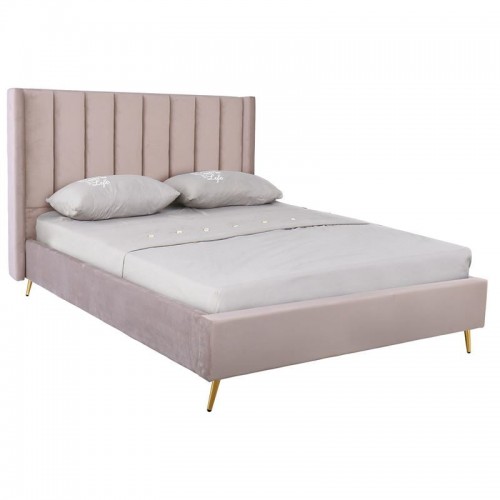 Pisa Κρεβάτι Διπλό για Στρώμα 160x200cm Ύφασμα Velure Απόχρωση Cappuccino c532388