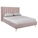 Pisa Κρεβάτι Διπλό για Στρώμα 160x200cm Ύφασμα Velure Απόχρωση Cappuccino c532388