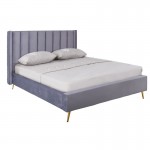 Pisa Κρεβάτι Διπλό για Στρώμα 160x200cm Ύφασμα Velure Απόχρωση Γκρι c532389