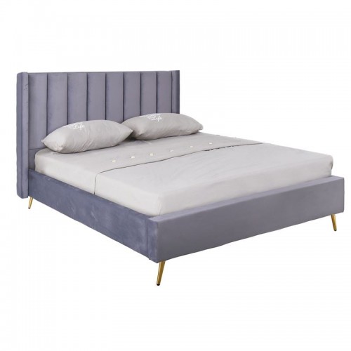 Pisa Κρεβάτι Διπλό για Στρώμα 160x200cm Ύφασμα Velure Απόχρωση Γκρι c532389