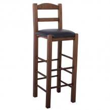 Sifnos Σκαμπό BAR με Πλάτη Οξιά Βαφή Εμποτισμός Καρυδί Κάθισμα Pu Μαύρο c532435