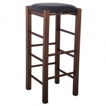 Tavern Σκαμπό BAR Οξιά Βαφή Εμποτισμός Καρυδί Κάθισμα Pu Μαύρο c532437